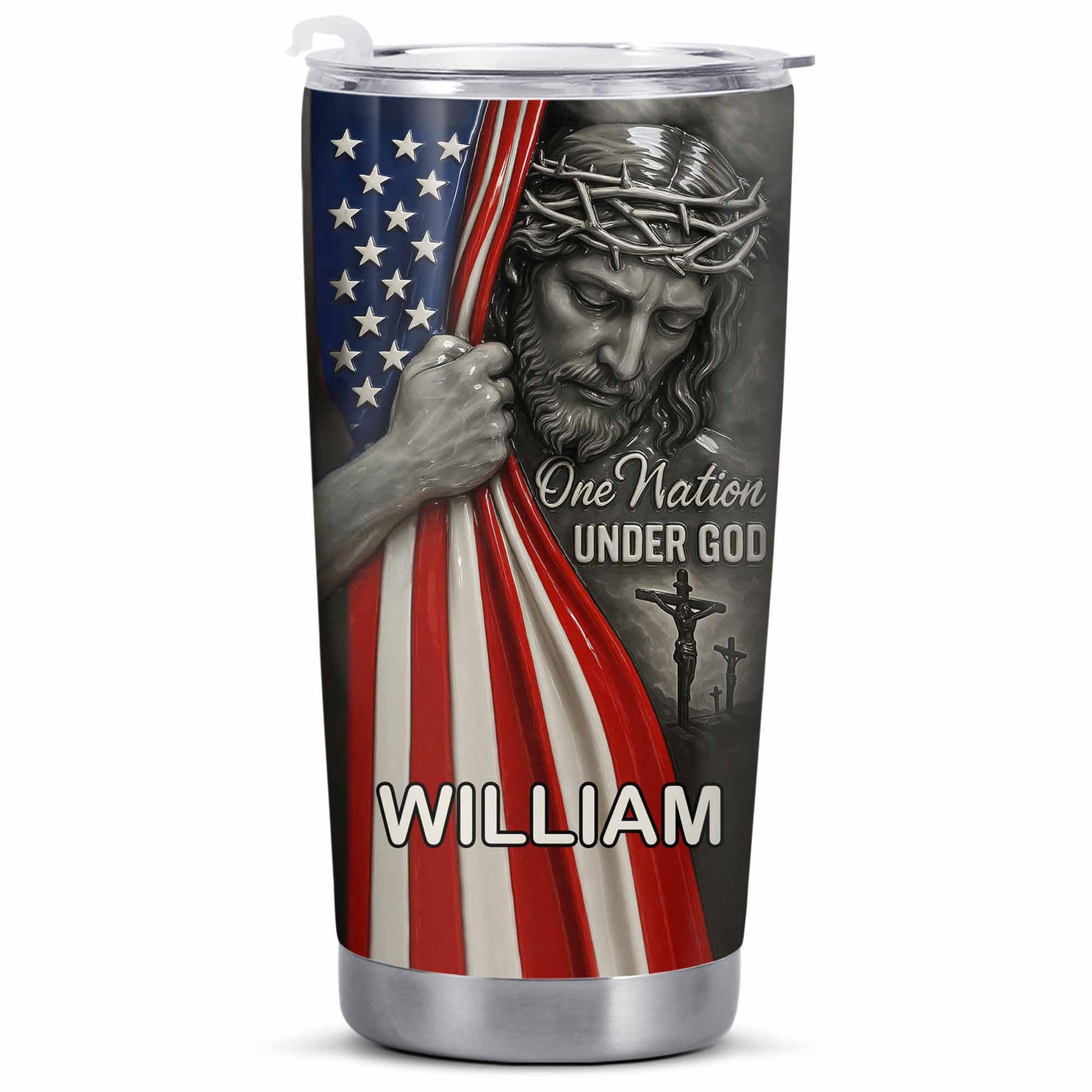 One Nation Under God With Flag And Religious Figure