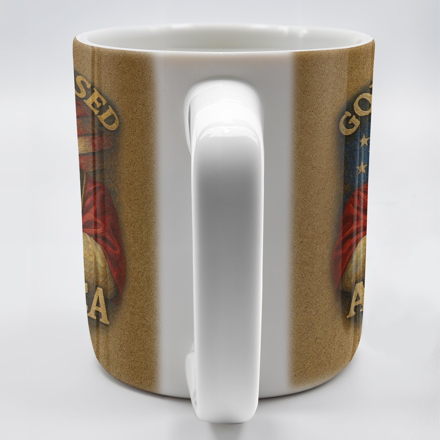 God Blessed America, Mug Featuring Pope And US Flag