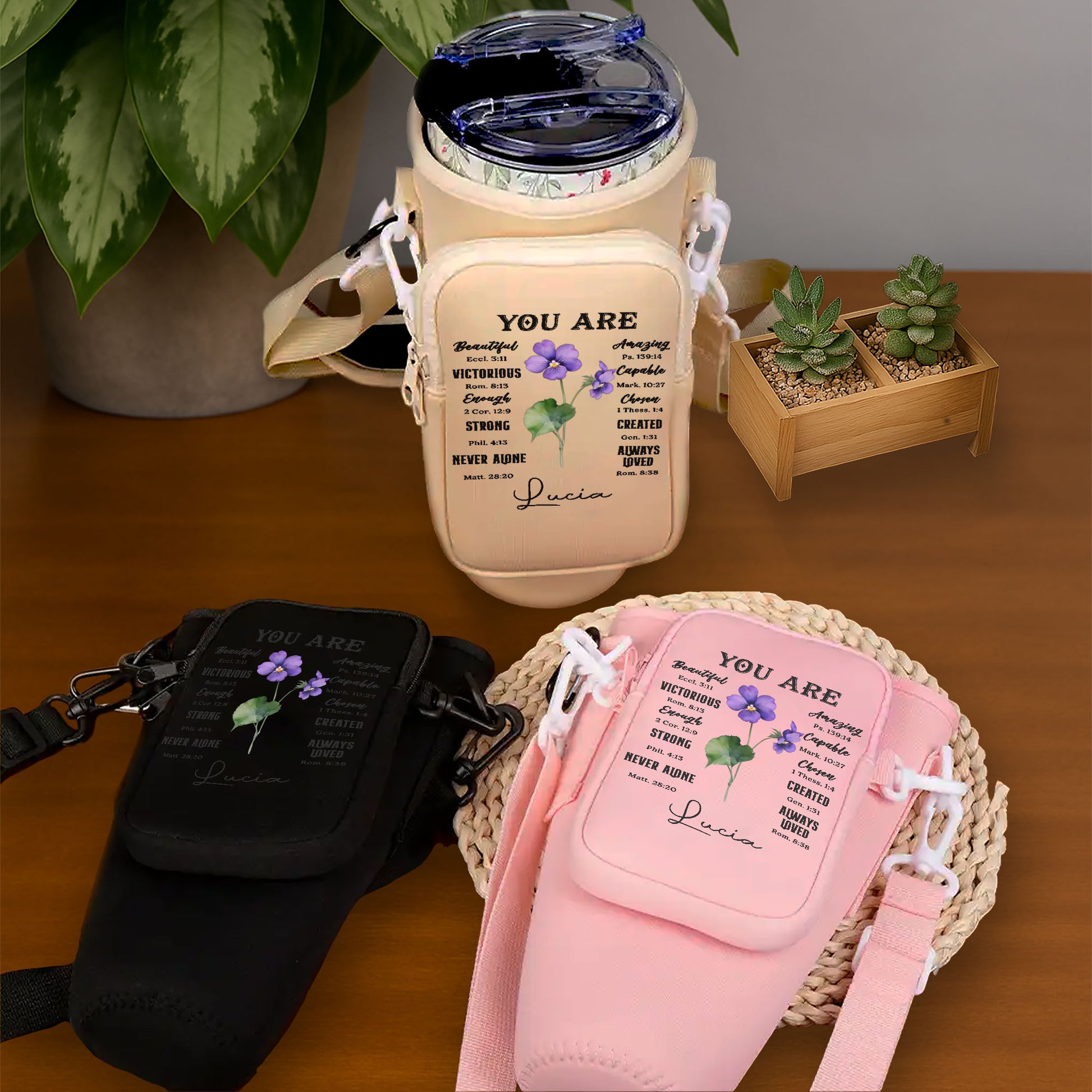 You Are Beautiful, Strong, Never Alone, With Flowers And Verses