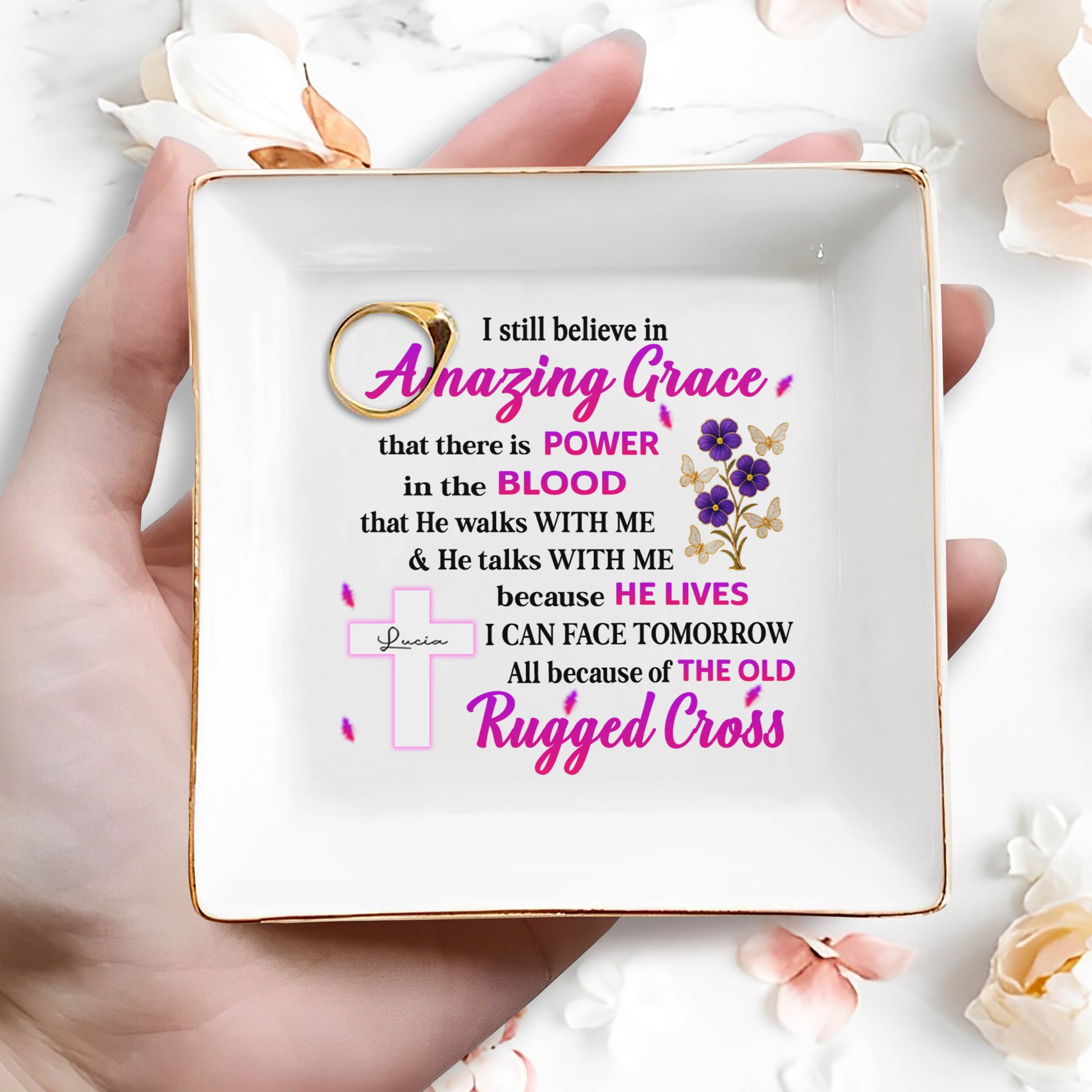 I Still Believe In Amazing Grace, Cross And Flowers