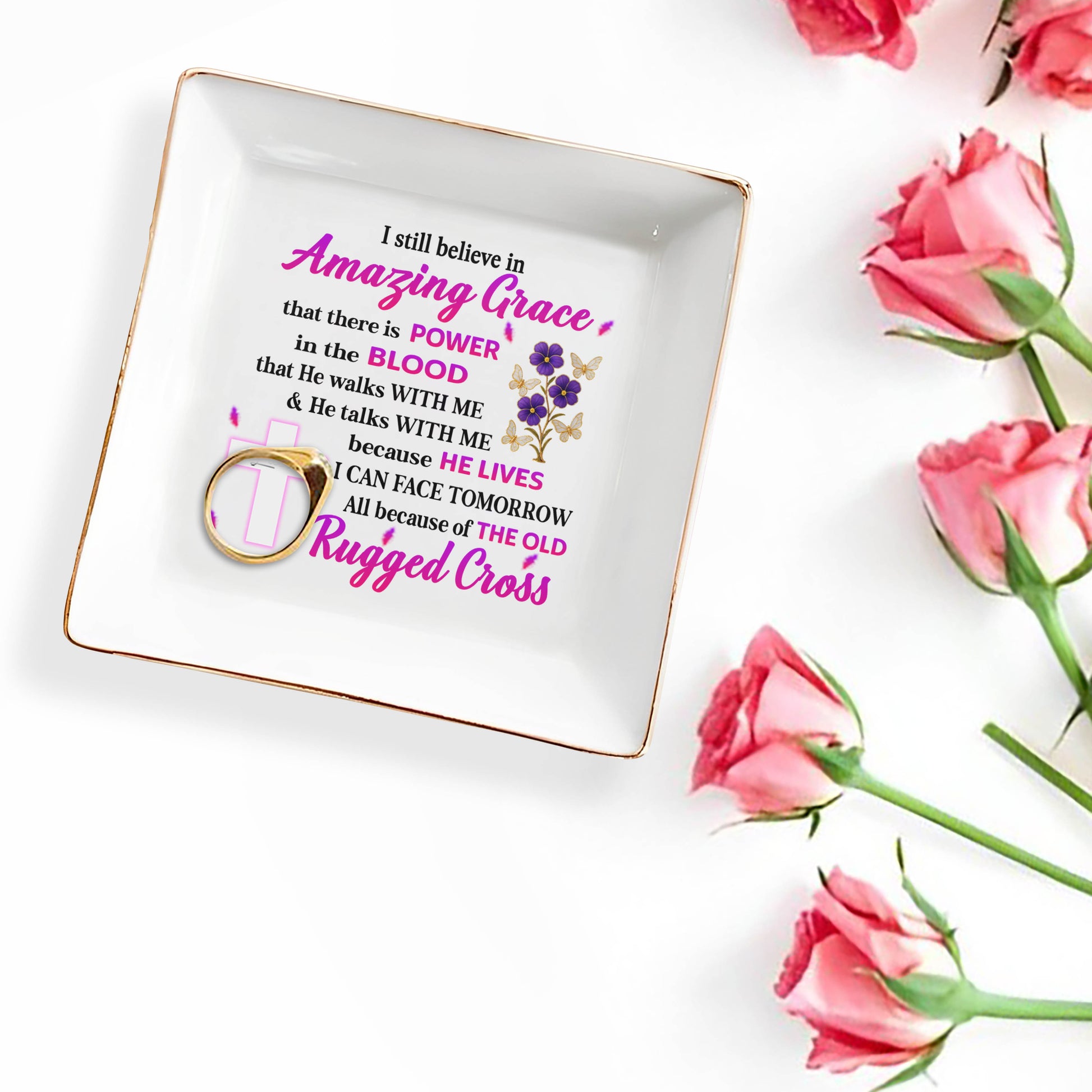 I Still Believe In Amazing Grace, Cross And Flowers