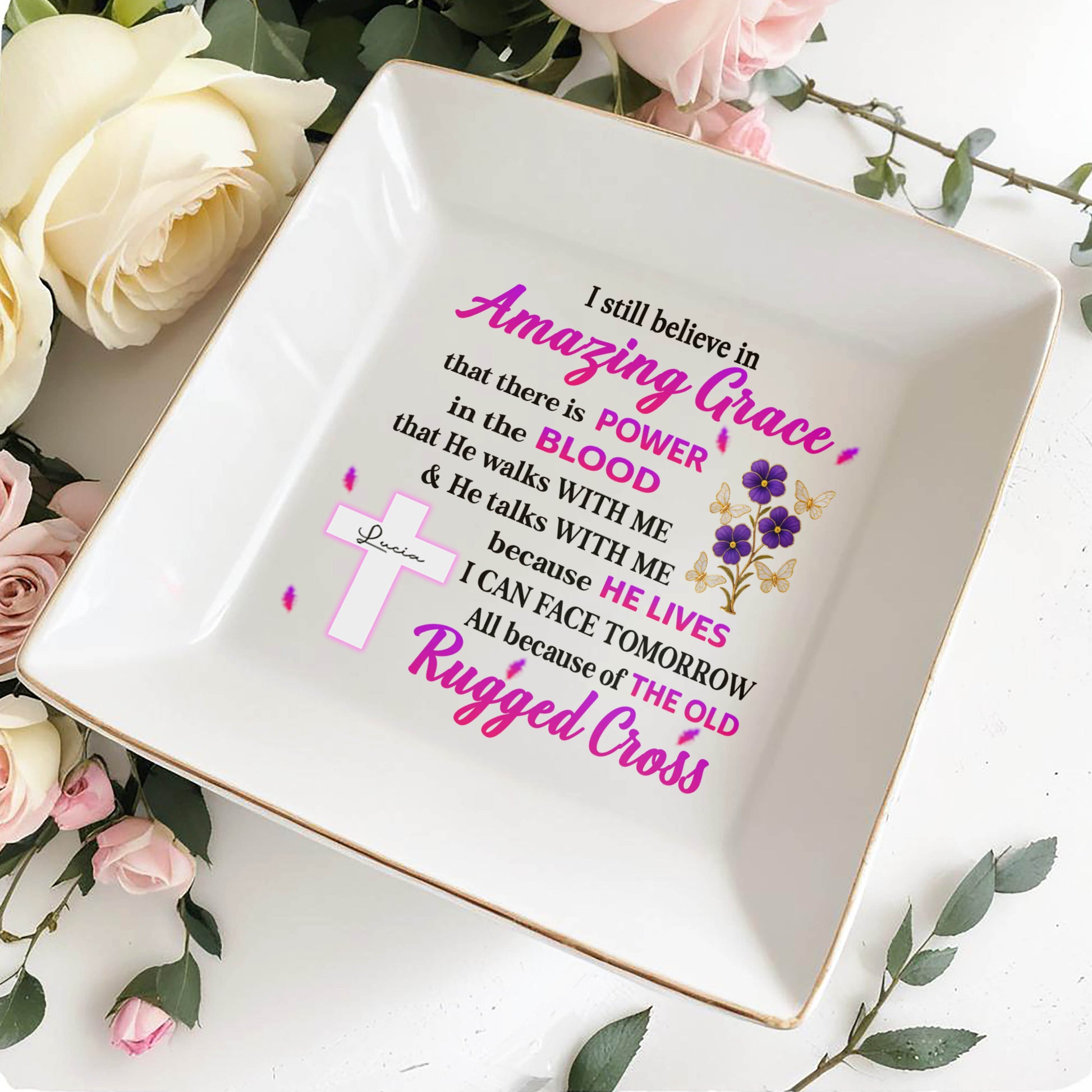 I Still Believe In Amazing Grace, Cross And Flowers