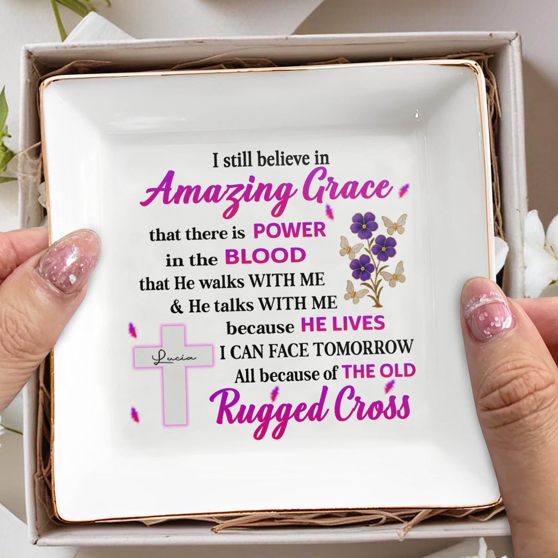 I Still Believe In Amazing Grace, Cross And Flowers