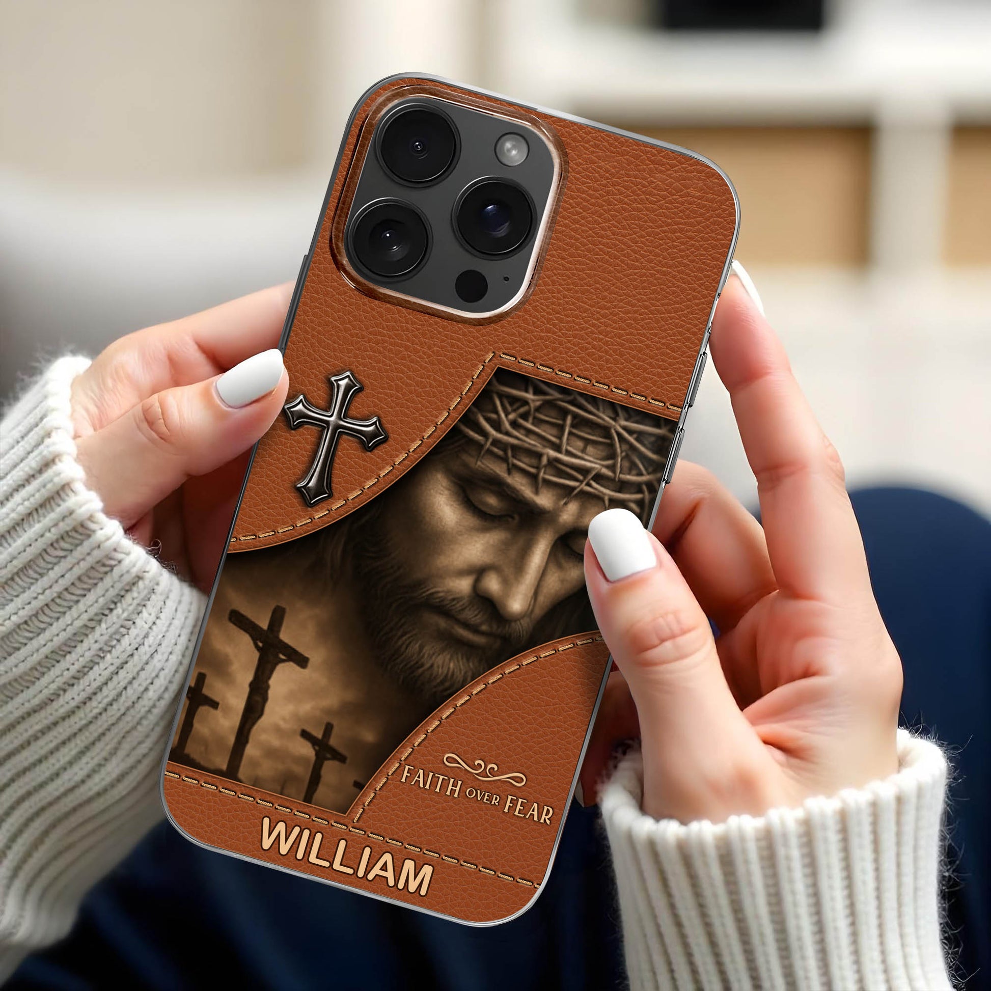 Faith Over Fear With Cross And Jesus