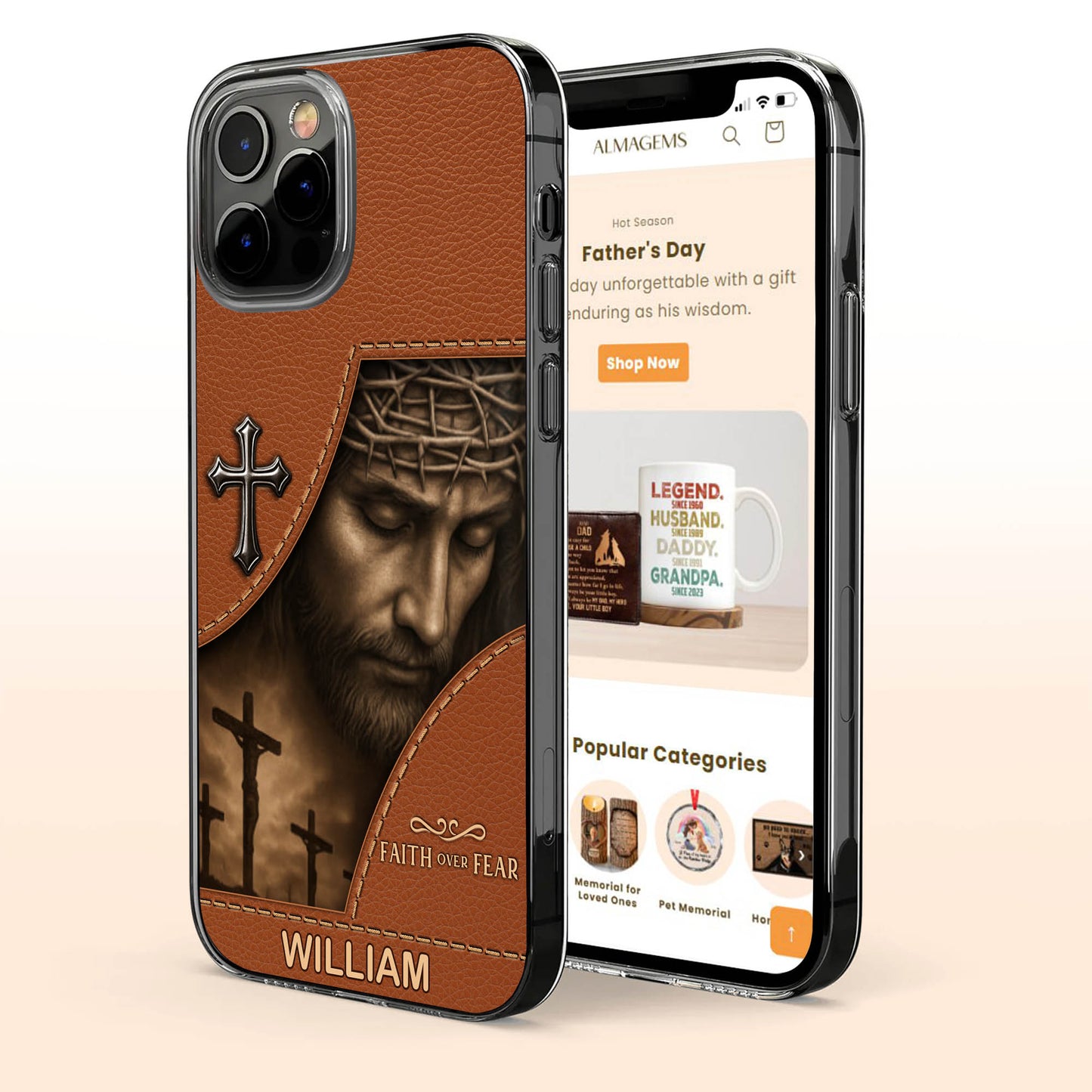 Faith Over Fear With Cross And Jesus