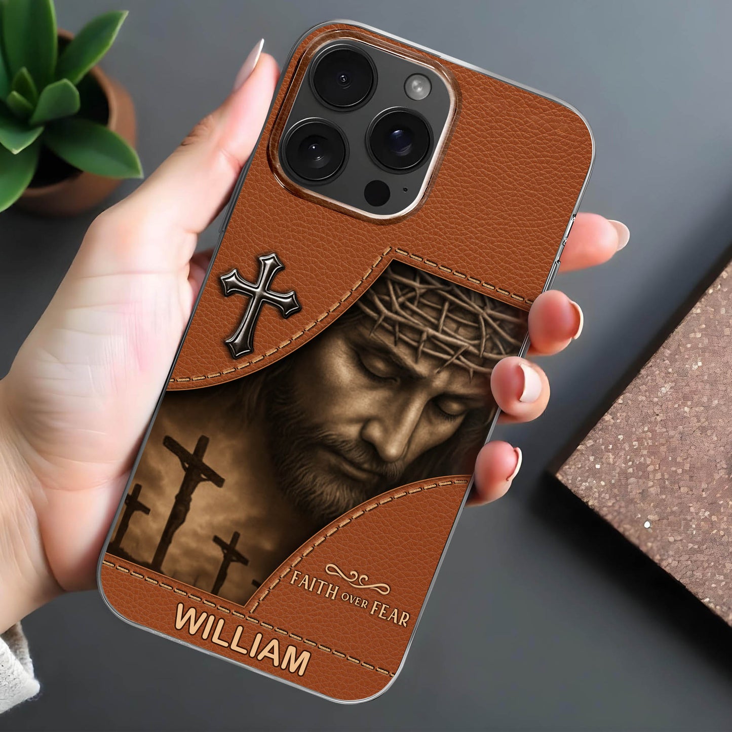 Faith Over Fear With Cross And Jesus