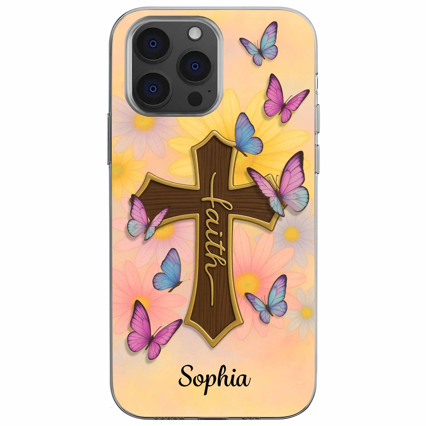 Faith Cross and Colorful Butterflies