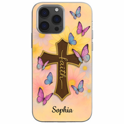 Faith Cross and Colorful Butterflies