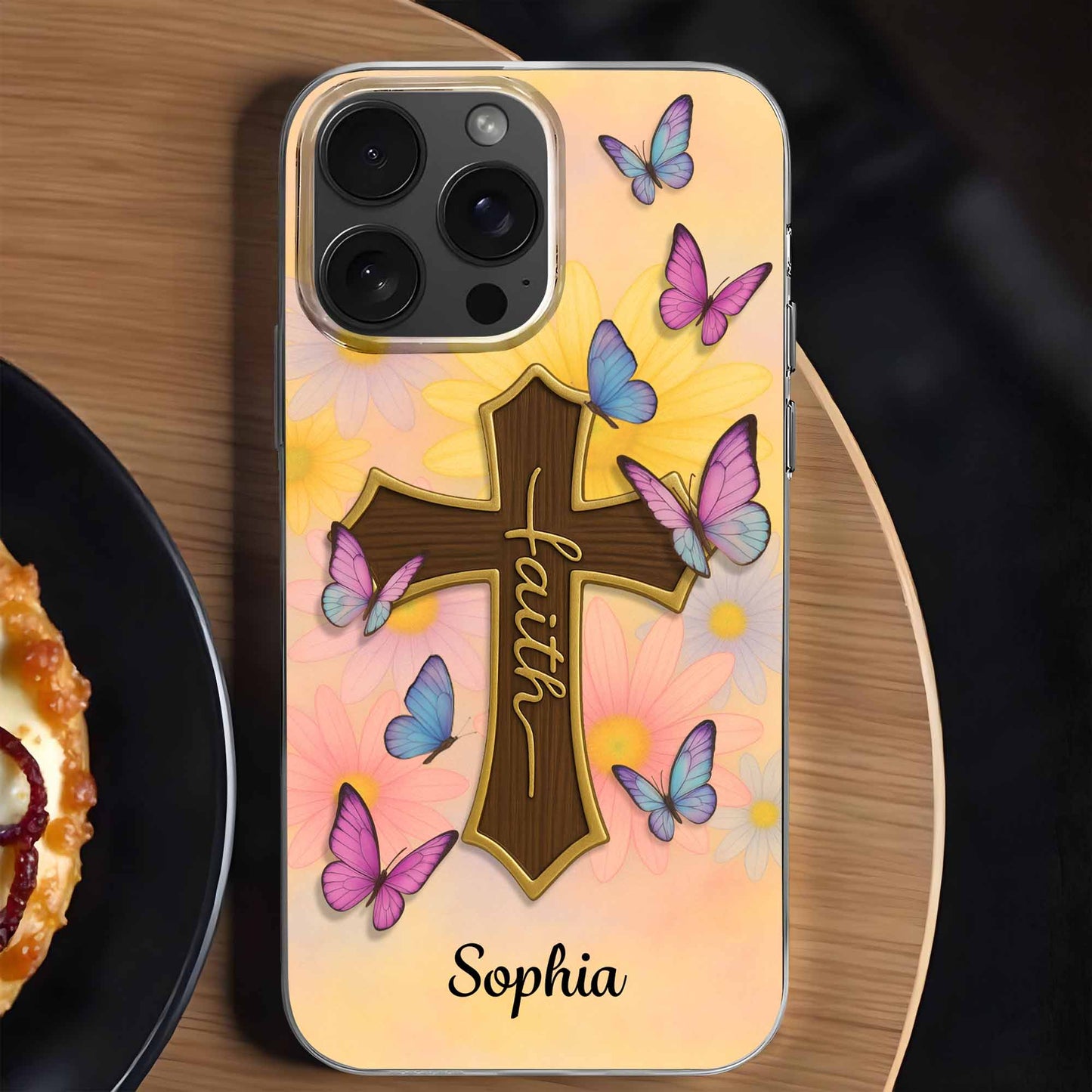 Faith Cross and Colorful Butterflies