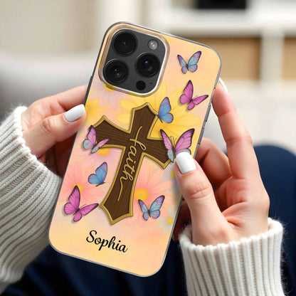 Faith Cross and Colorful Butterflies