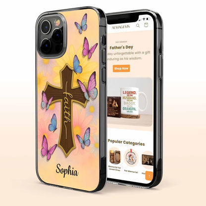 Faith Cross and Colorful Butterflies