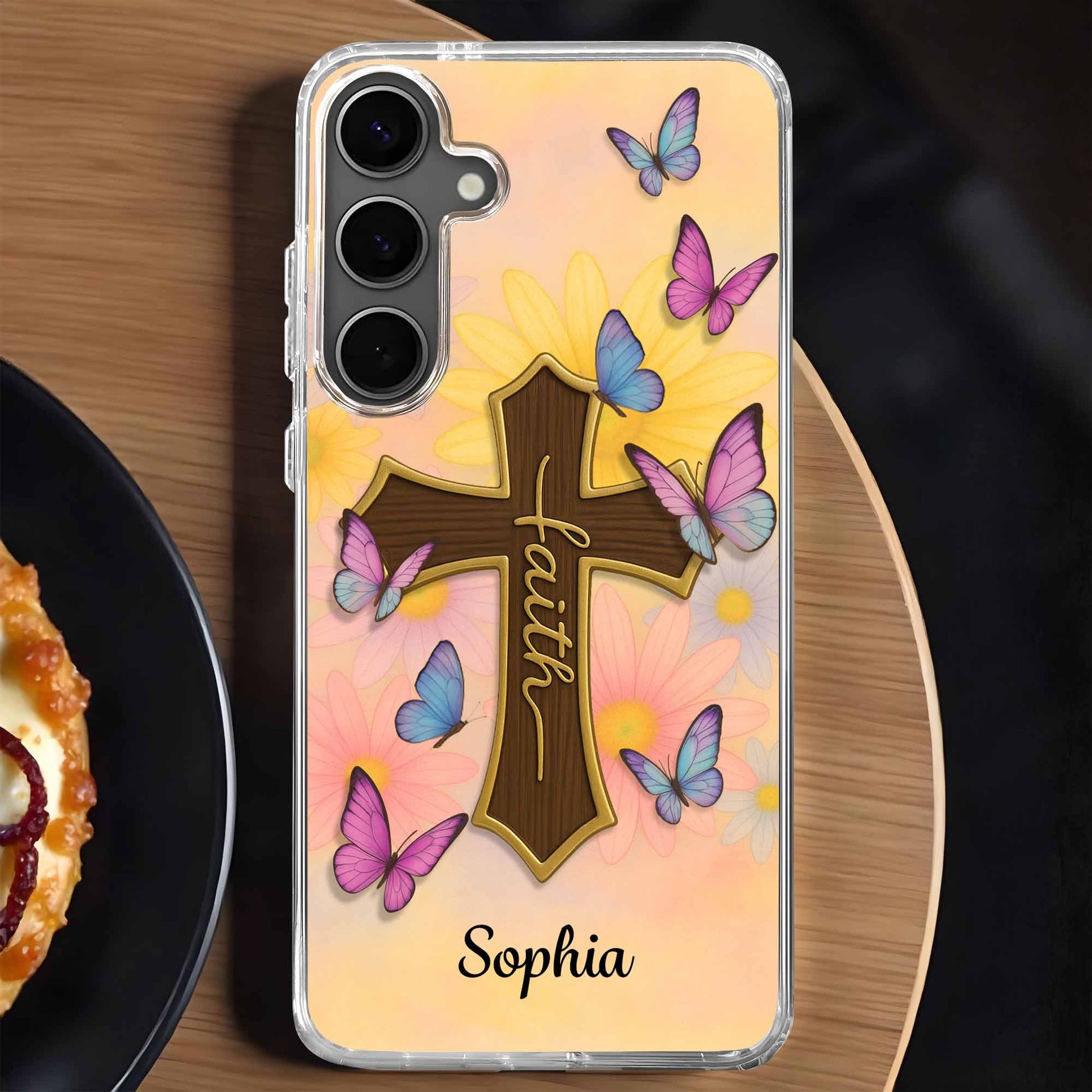 Faith Cross and Colorful Butterflies