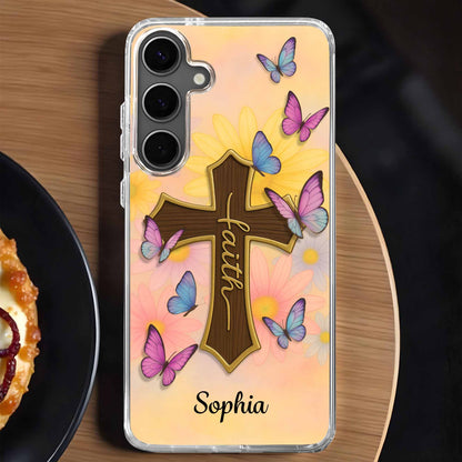 Faith Cross and Colorful Butterflies