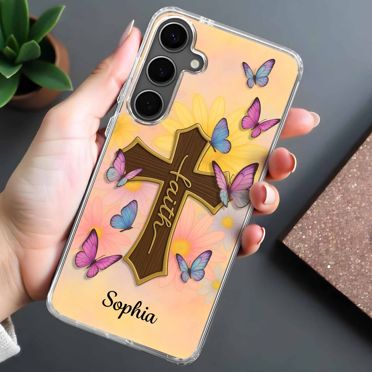 Faith Cross and Colorful Butterflies