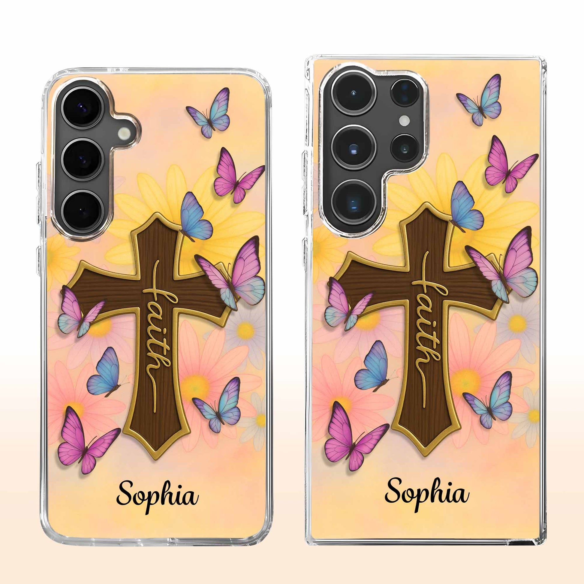 Faith Cross and Colorful Butterflies