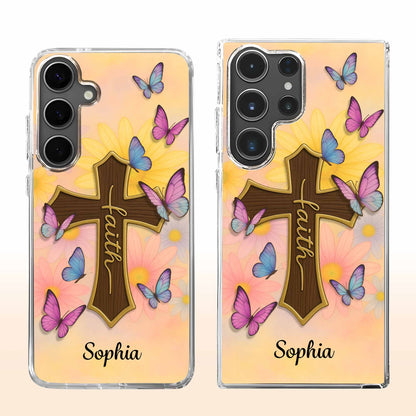 Faith Cross and Colorful Butterflies