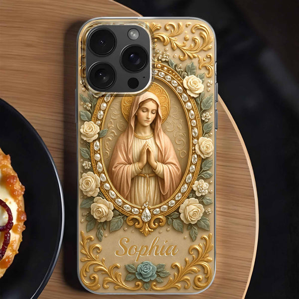 Celebrate Faith and Grace, Beautiful Rose and Virgin Mary Design