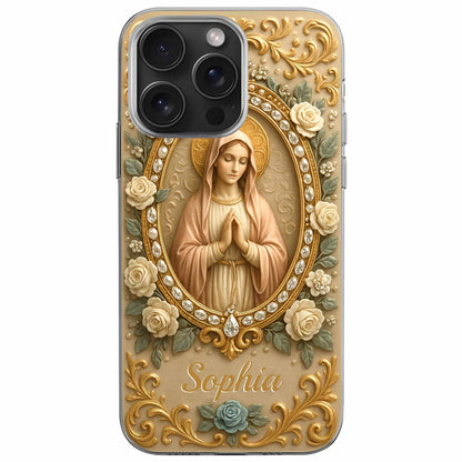 Celebrate Faith and Grace, Beautiful Rose and Virgin Mary Design