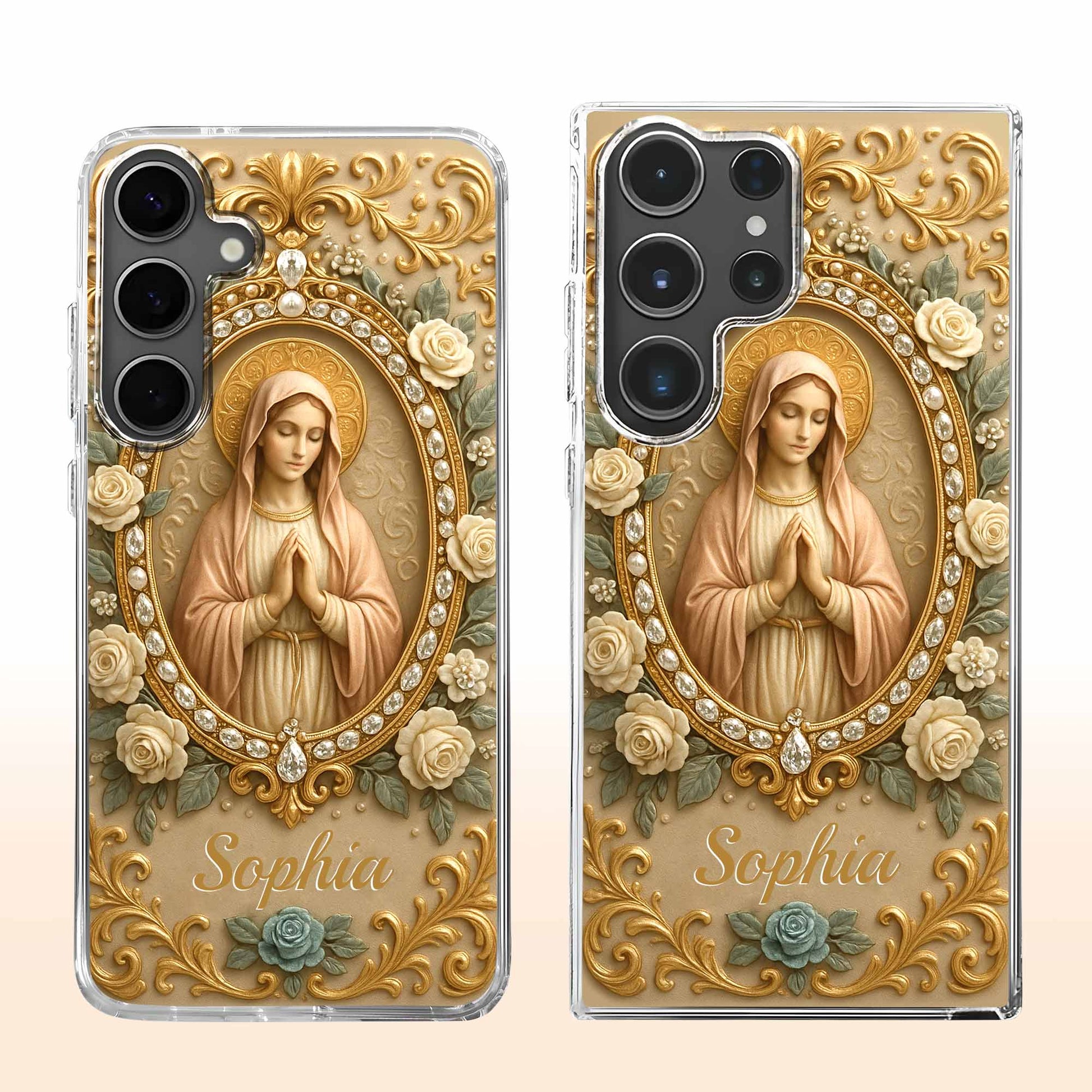 Celebrate Faith and Grace, Beautiful Rose and Virgin Mary Design
