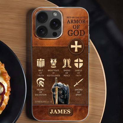 Ponte toda la armadura de Dios, elementos bíblicos de la armadura - Funda transparente personalizada para teléfono - FTH100_PHC