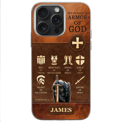 Ponte toda la armadura de Dios, elementos bíblicos de la armadura - Funda transparente personalizada para teléfono - FTH100_PHC