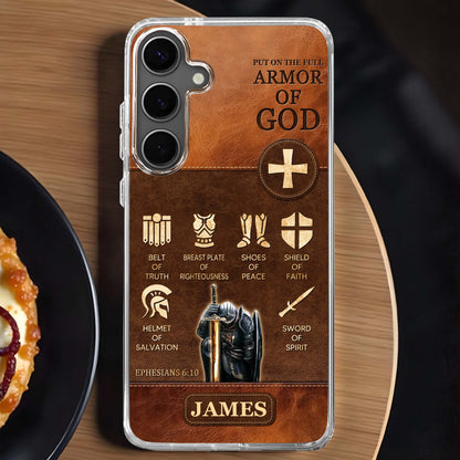Ponte toda la armadura de Dios, elementos bíblicos de la armadura - Funda transparente personalizada para teléfono - FTH100_PHC