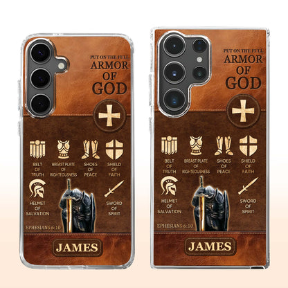 Ponte toda la armadura de Dios, elementos bíblicos de la armadura - Funda transparente personalizada para teléfono - FTH100_PHC