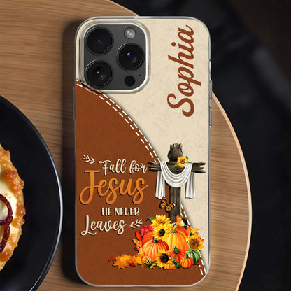 Fall For Jesus He Never Leaves Cross and Pumpkins