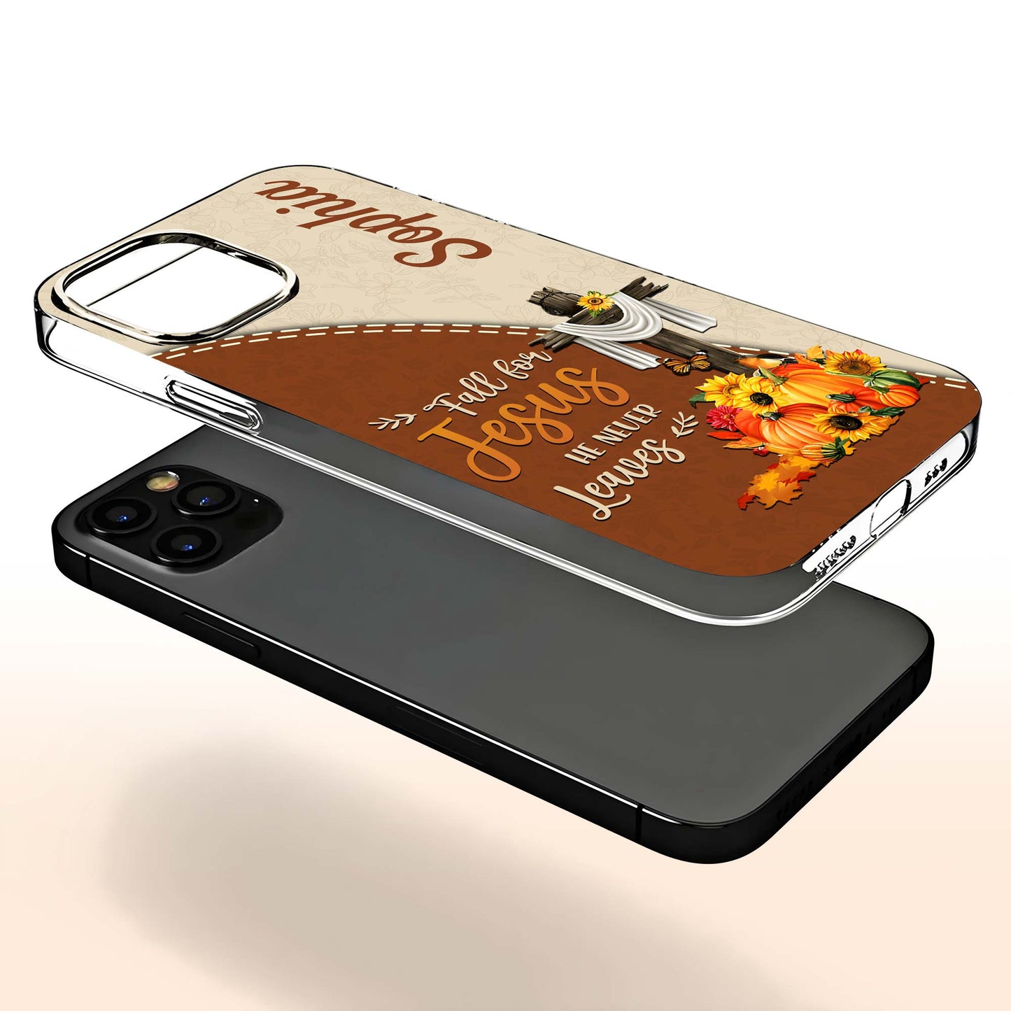 Fall For Jesus He Never Leaves Cross and Pumpkins