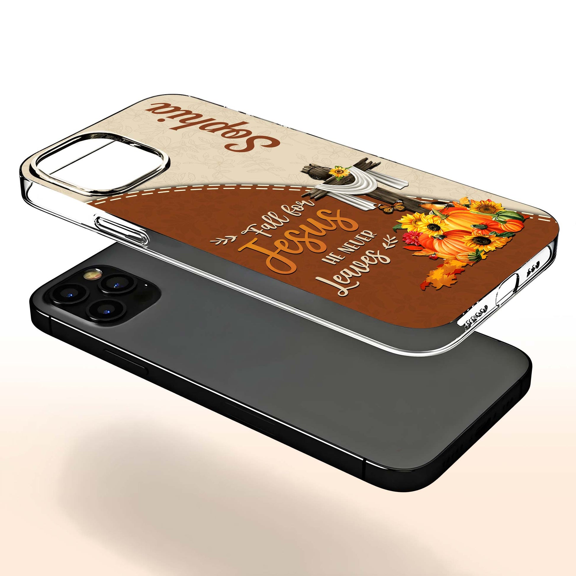 Fall For Jesus He Never Leaves Cross and Pumpkins