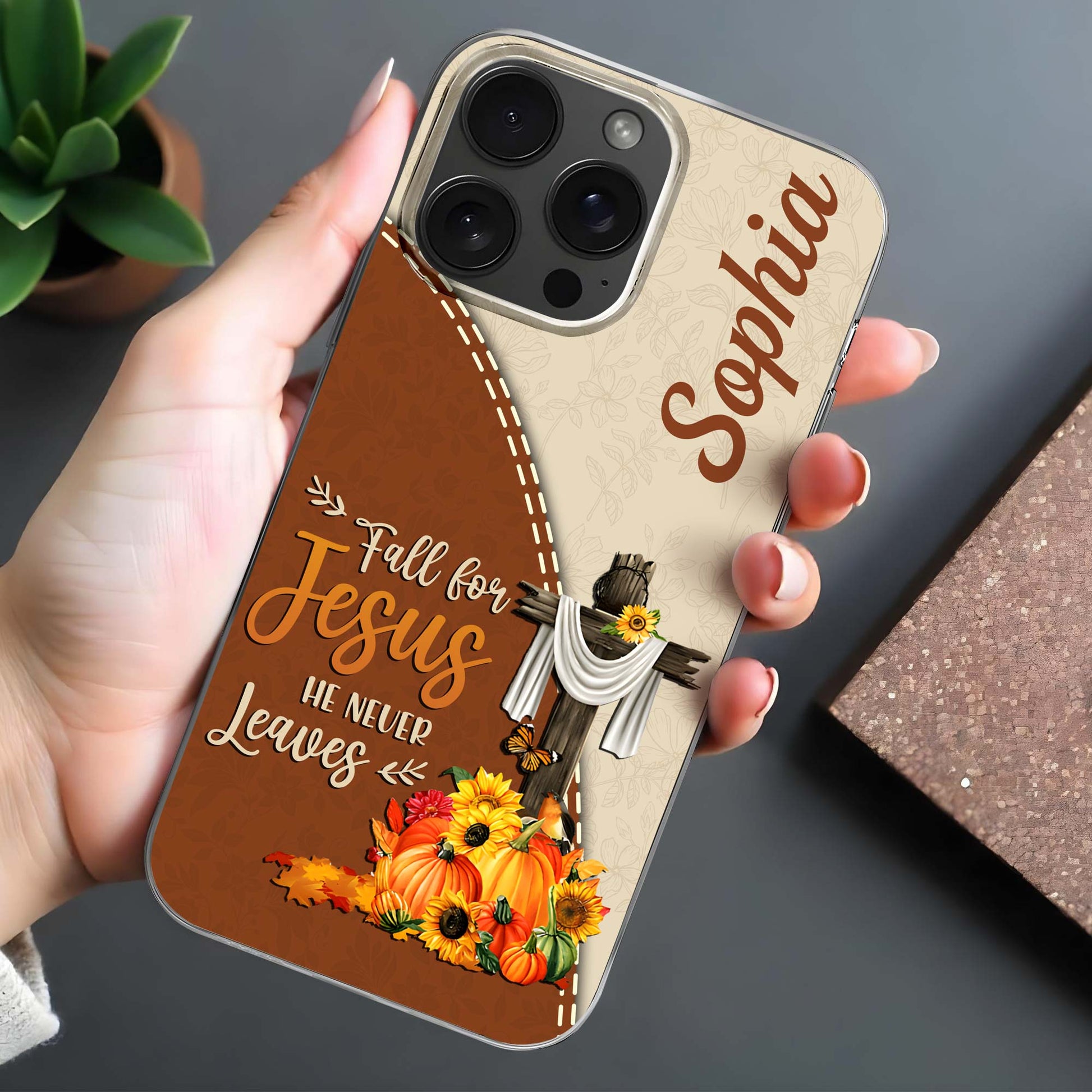 Fall For Jesus He Never Leaves Cross and Pumpkins