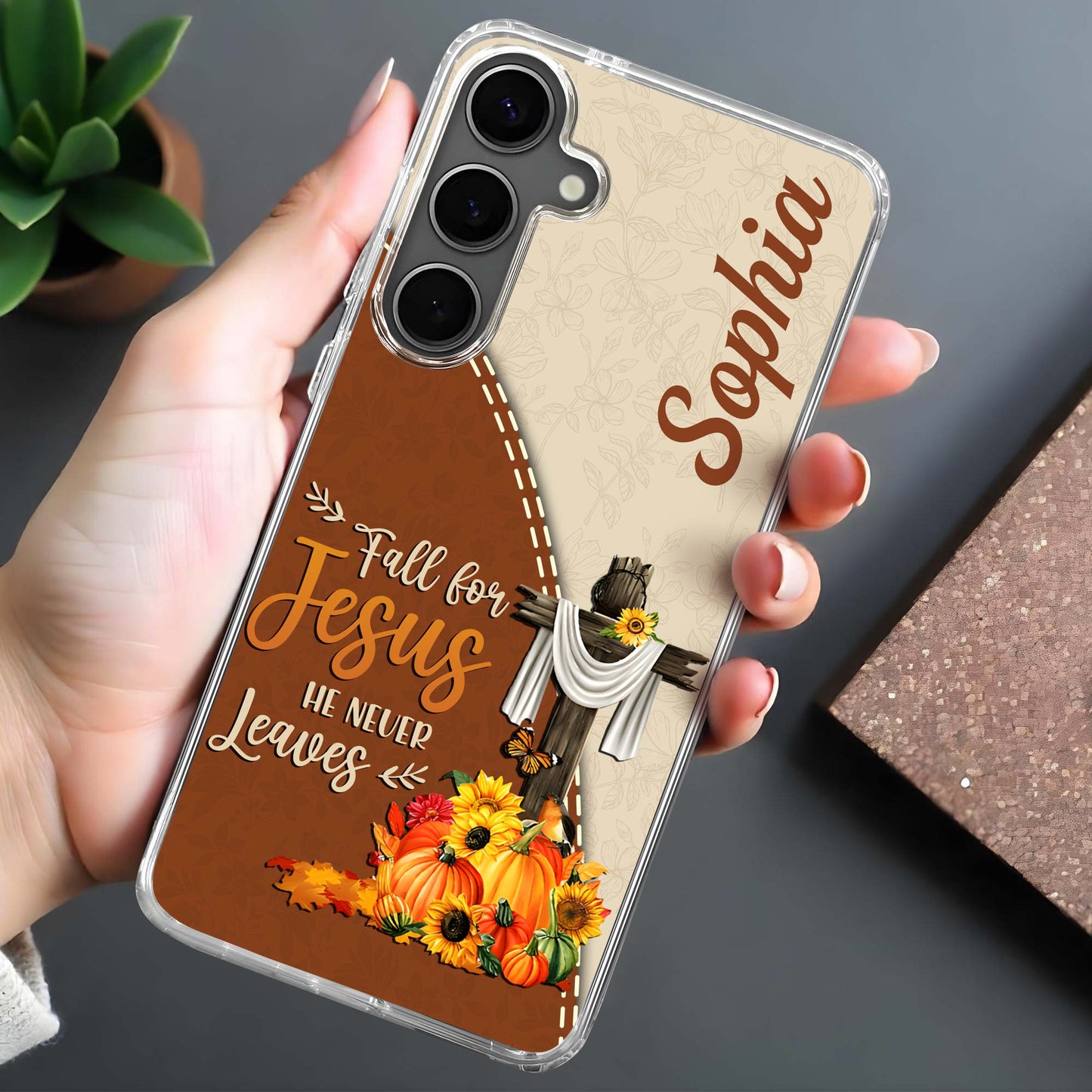 Fall For Jesus He Never Leaves Cross and Pumpkins