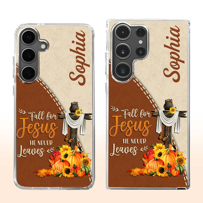 Fall For Jesus He Never Leaves Cross and Pumpkins