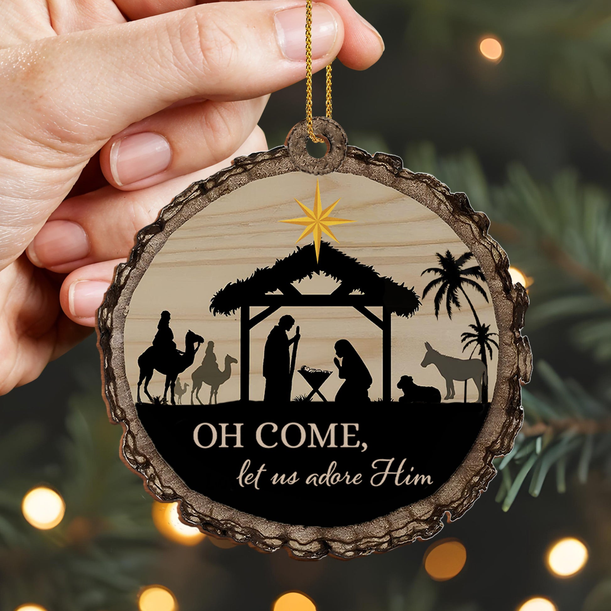 Oh Come Let Us Adore Him Nativity Scene Ornament