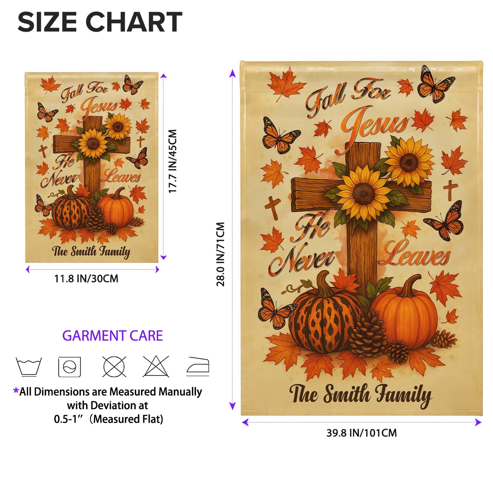 Fall For Jesus, He Never Leaves, Cross and Autumn Theme