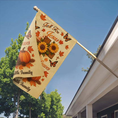 Fall For Jesus, He Never Leaves, Cross and Autumn Theme