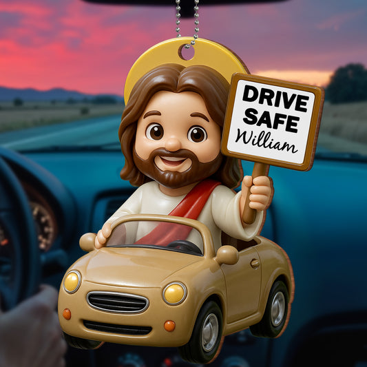 Drive Safe, Car And Jesus-Like Figure Ornament