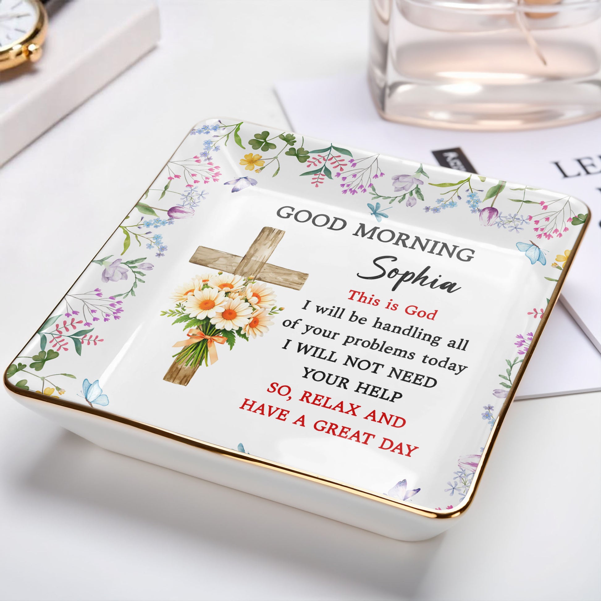 Good Morning, This Is God, Cross and Flowers Design