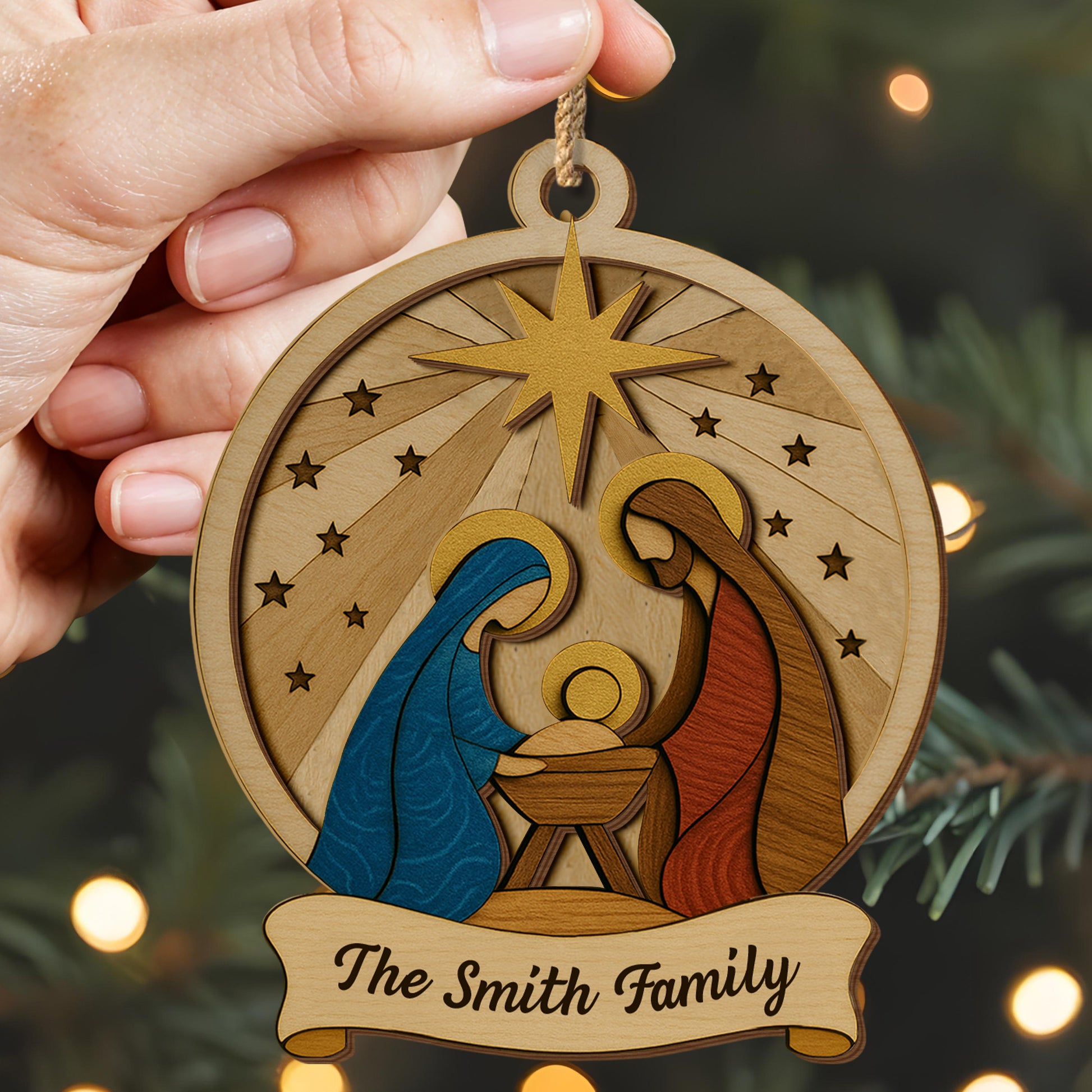 Beautiful Nativity Scene With Star And Religious Figures