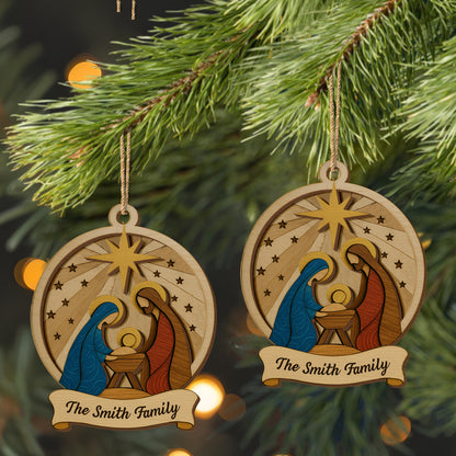 Beautiful Nativity Scene With Star And Religious Figures