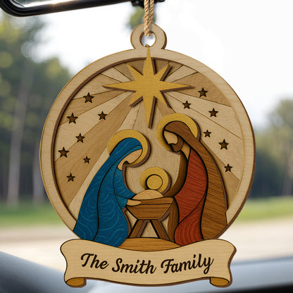 Beautiful Nativity Scene With Star And Religious Figures