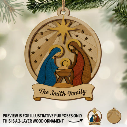 Beautiful Nativity Scene With Star And Religious Figures