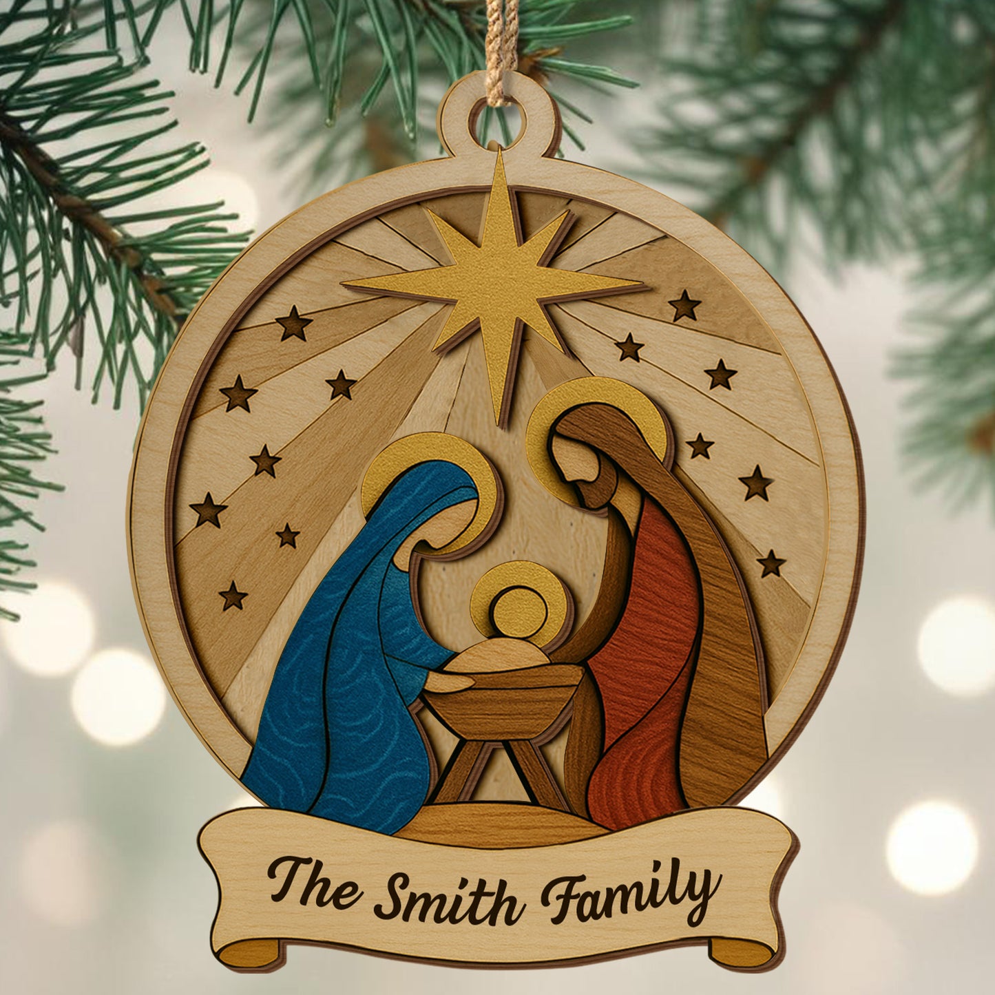 Beautiful Nativity Scene With Star And Religious Figures