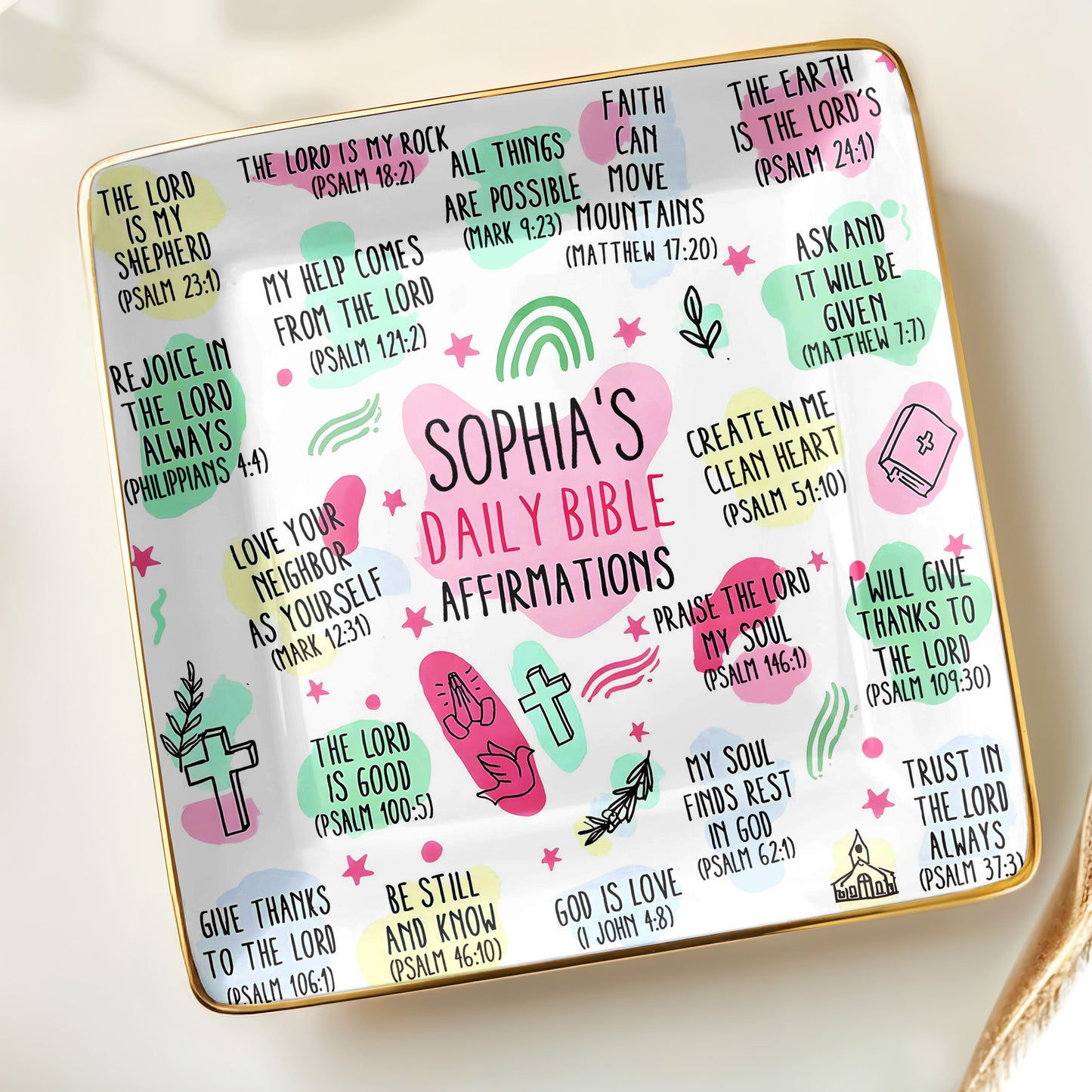 Sophia's Daily Bible Affirmations, Crosses And Hearts