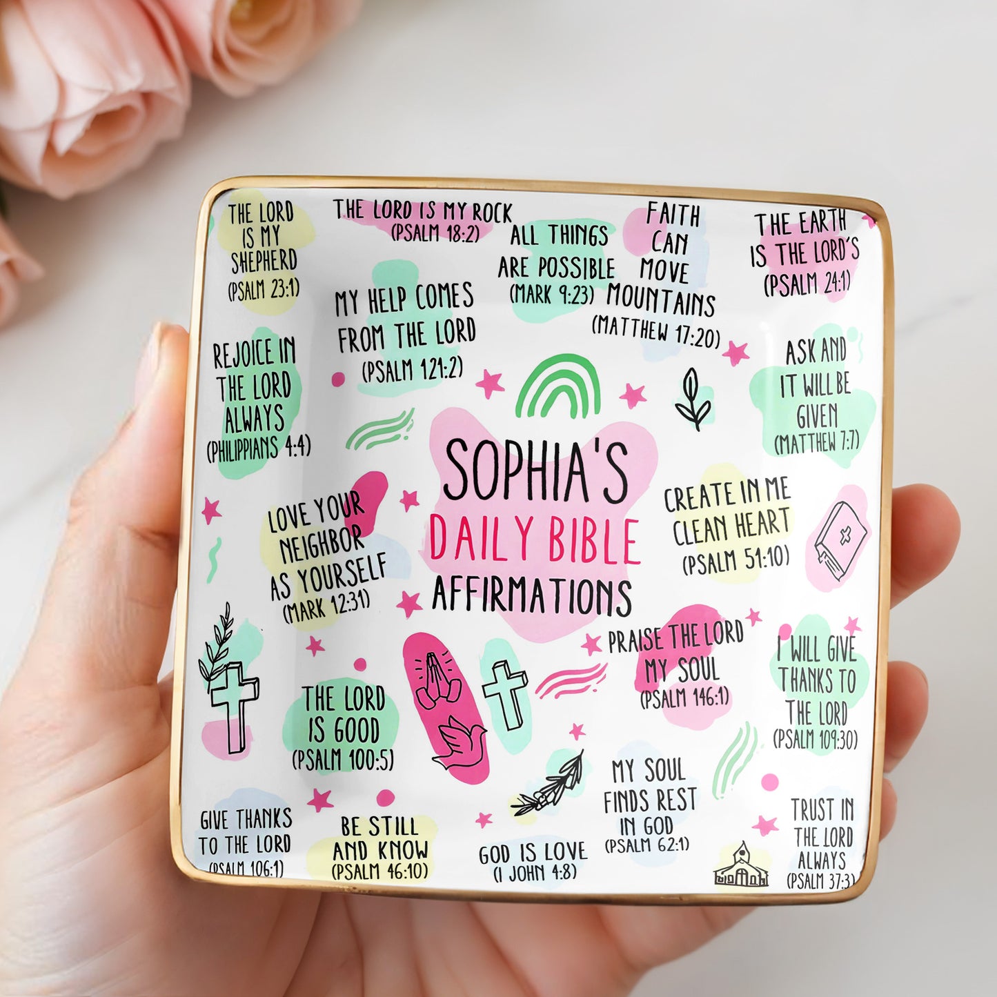 Sophia's Daily Bible Affirmations, Crosses And Hearts