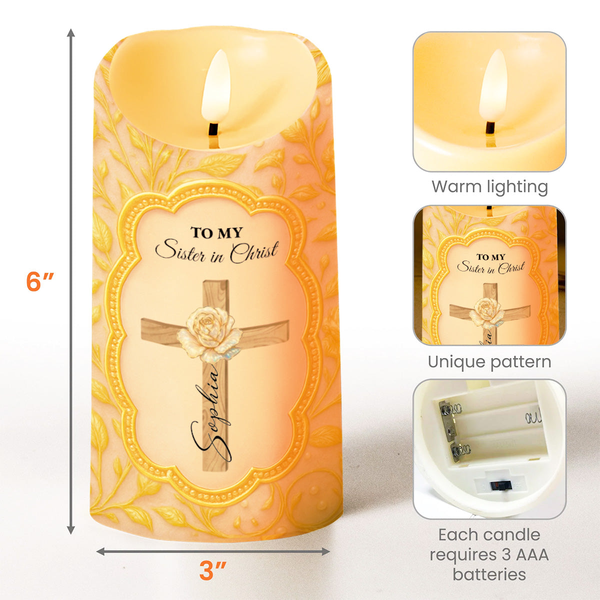 To My Sister in Christ With Cross And Rose Design