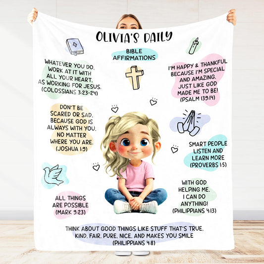 Bible Affirmations And Spiritual Verses With Lovely Girl Artwork