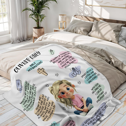 Bible Affirmations And Spiritual Verses With Lovely Girl Artwork