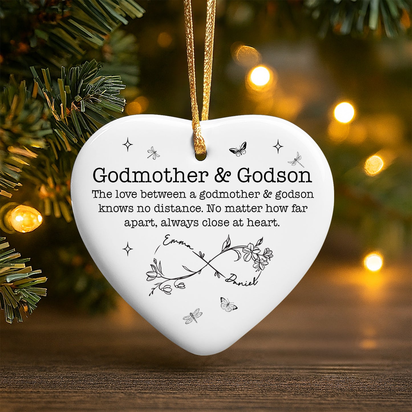 Love Between Godmother And Godson, Flowers And Butterflies