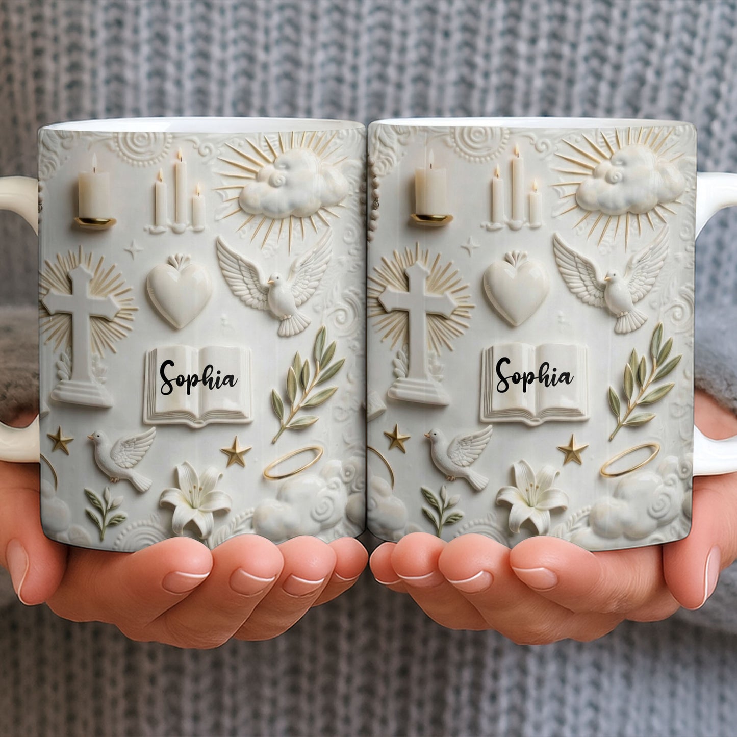 Celebrate Spirituality With Symbols Of Faith Including Cross And Dove